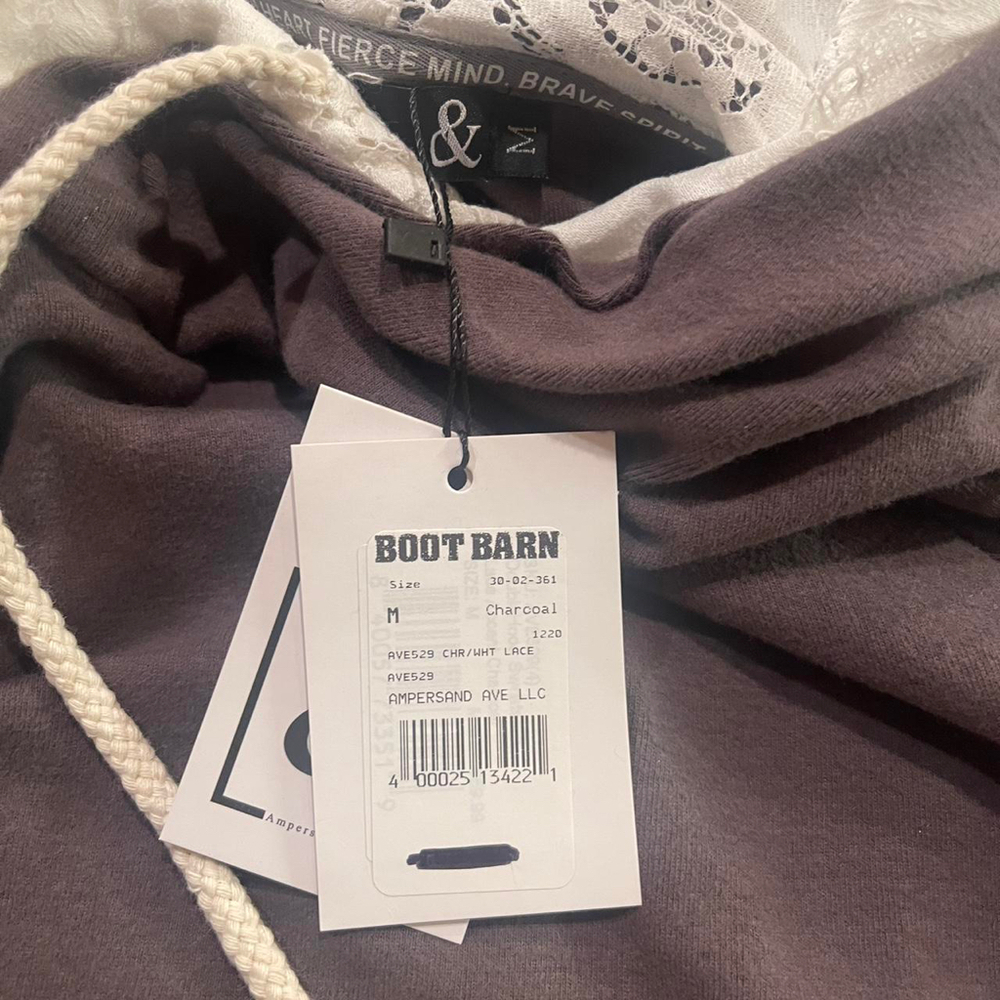 Brown and white boot barn lace hoodie. New with tags. - Picture 4 of 8